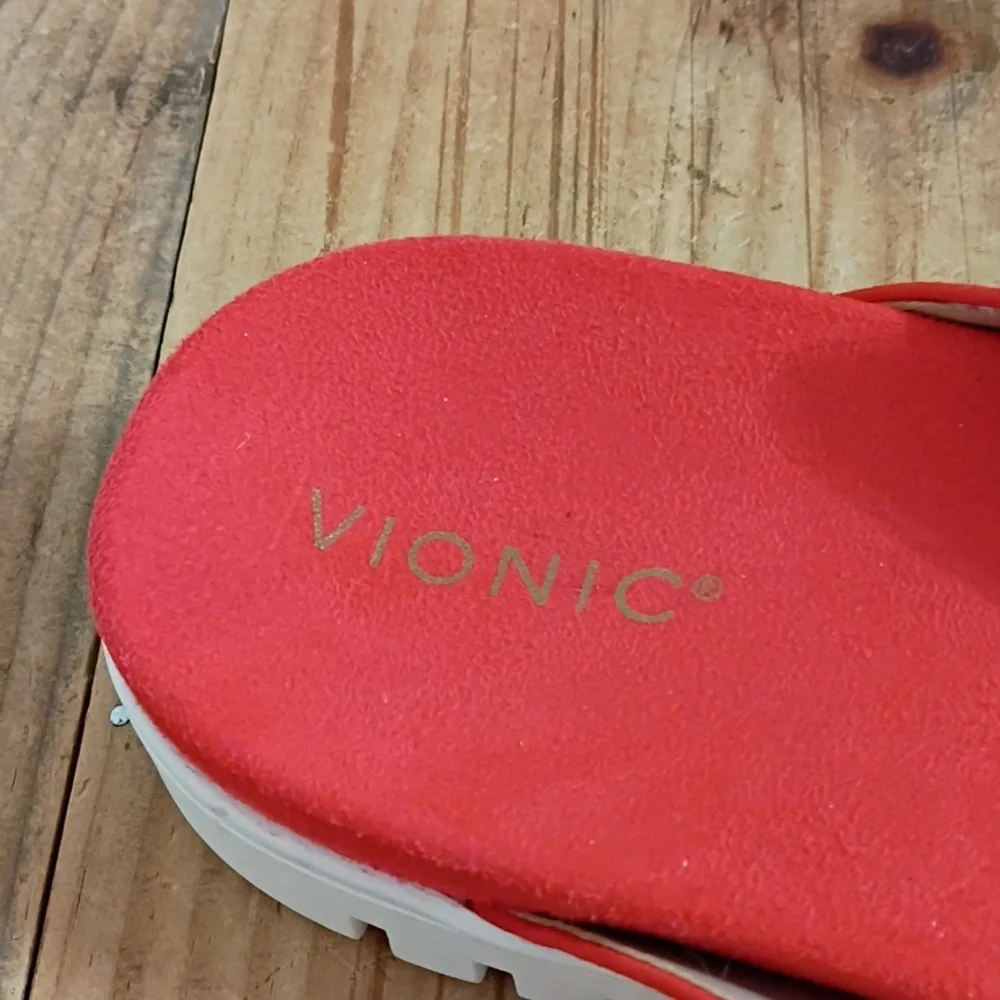 Vionic Uptown Marin Toe Post Sandal Cherry Tomato Nubuck Size 12W